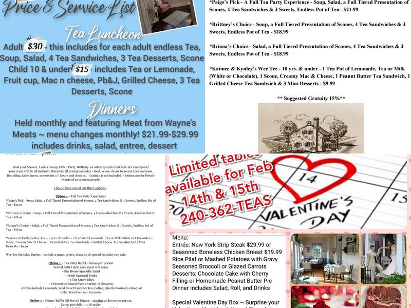 Countryside Inn & Tea House Menu