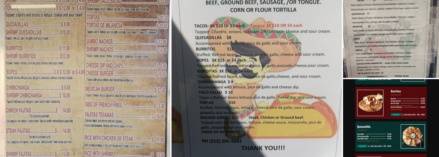 Omar's Taco Express Grimesland Menu
