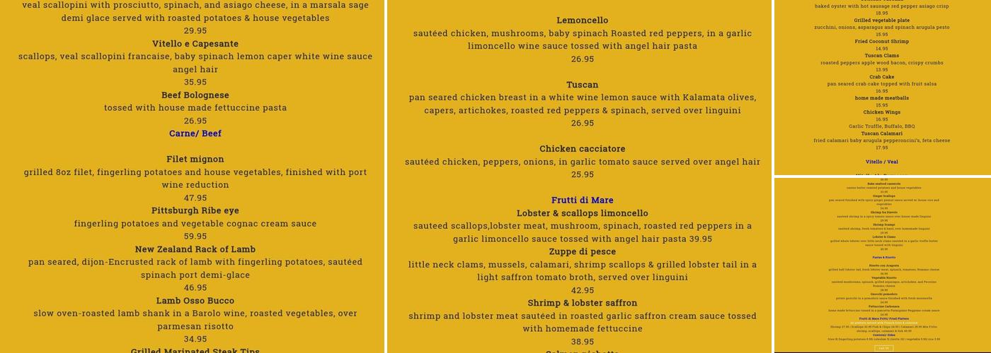 Barnstable tuscan Cuisine/tavern Menu