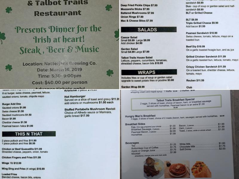 Talbot Trails Restaurant Menu