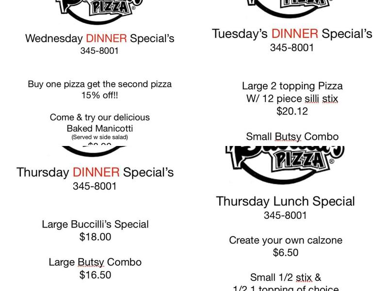 Buccilli's Pizza Menu