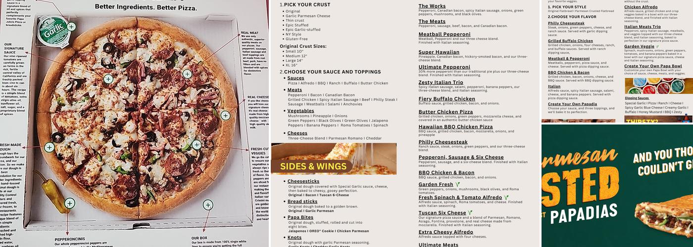 Papa Johns Pizza Menu