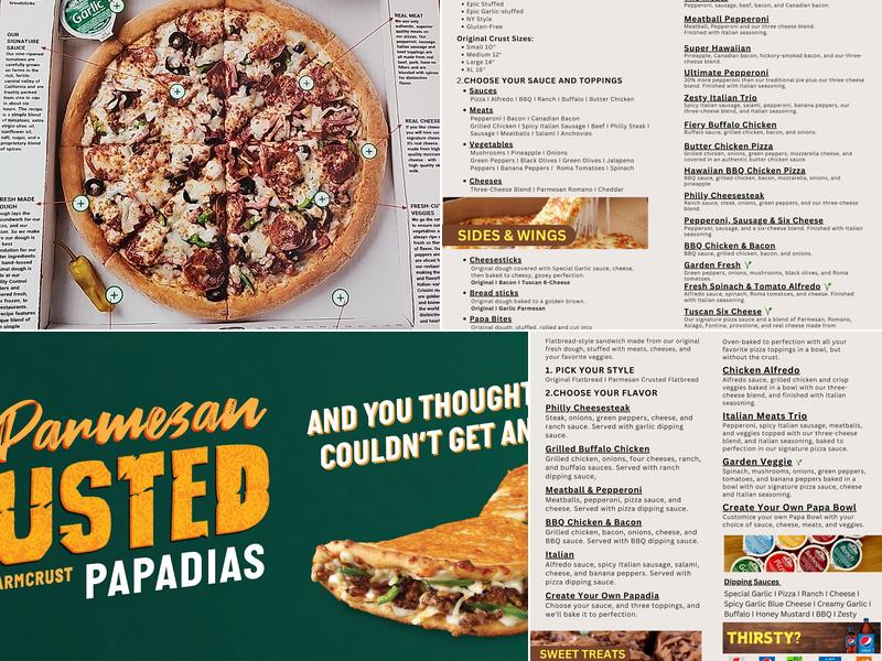 Papa Johns Pizza Menu