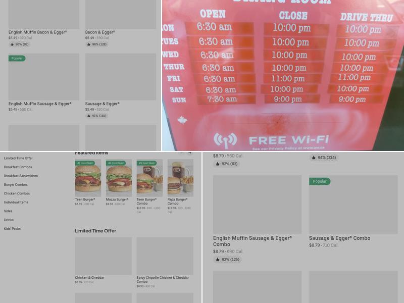 A&W Canada Menu