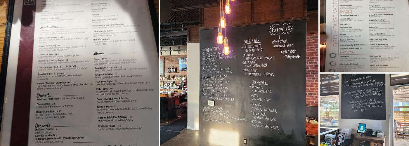 Red House West Menu