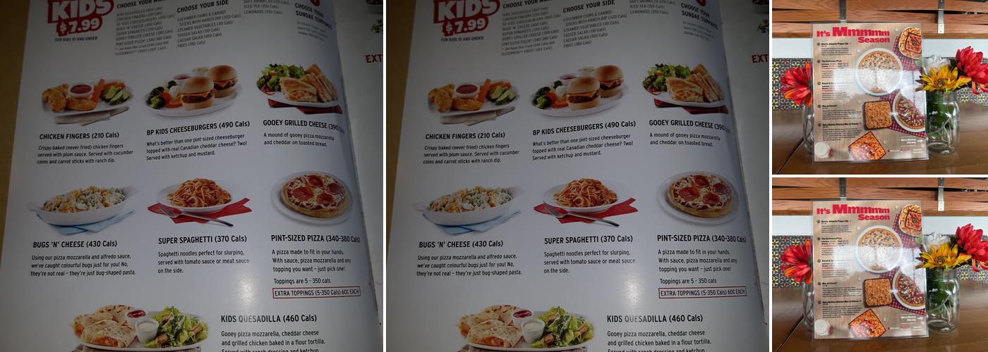 Boston Pizza Menu