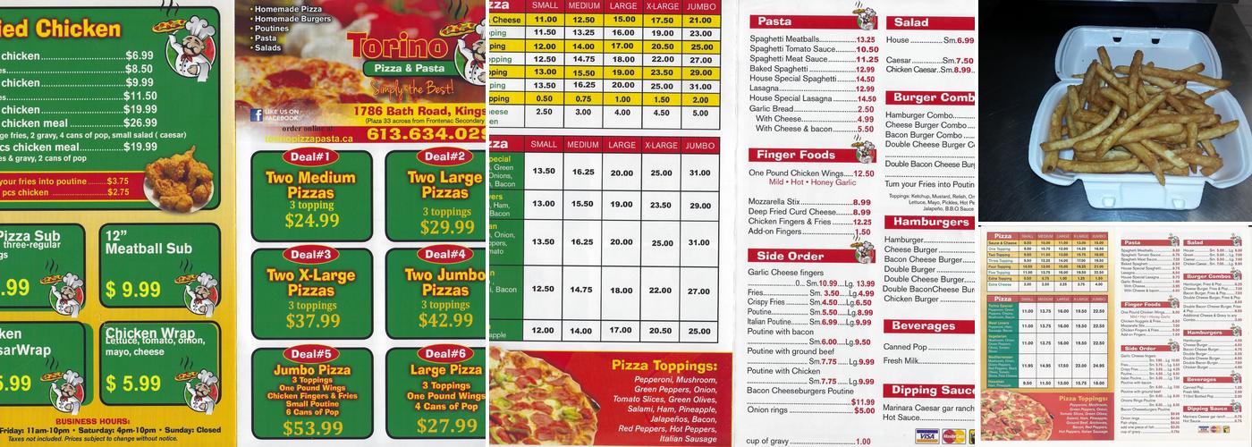 Torino pizza & pasta Menu