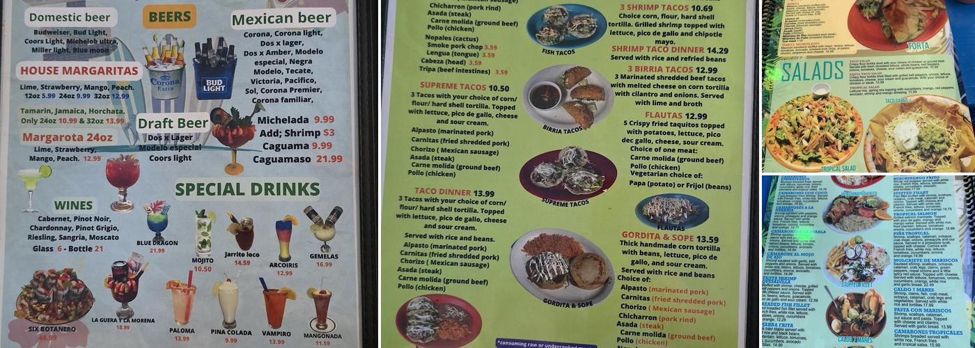 Moroleon tropical Menu