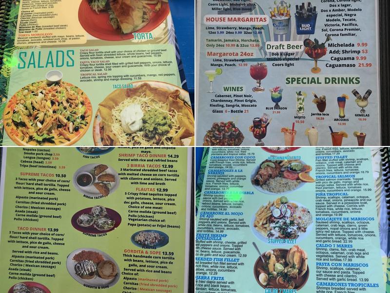 Moroleon tropical Menu