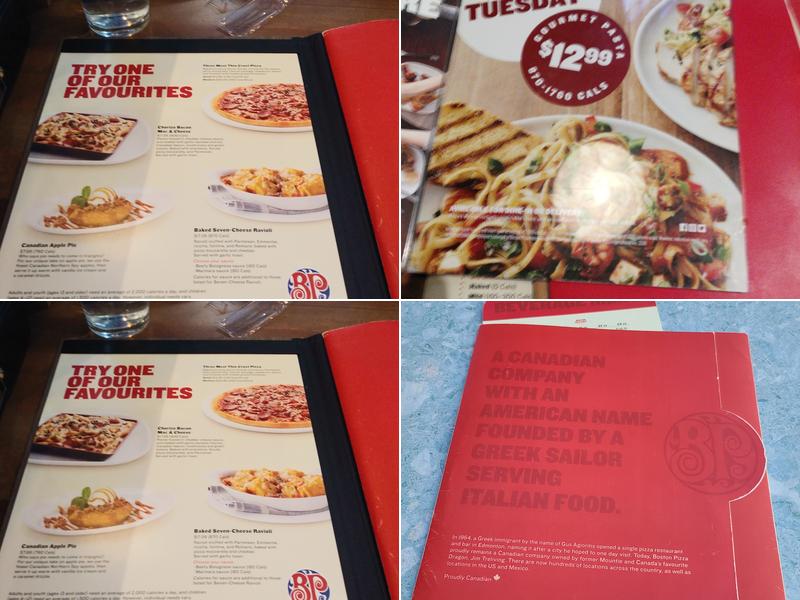 Boston Pizza Menu