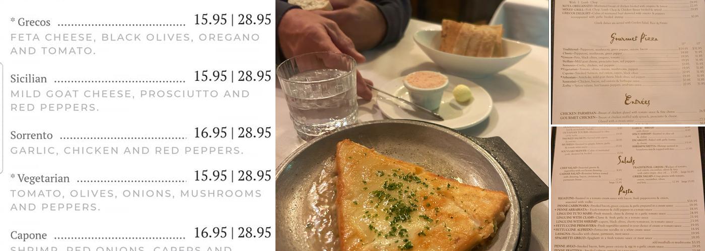 Grecos Menu