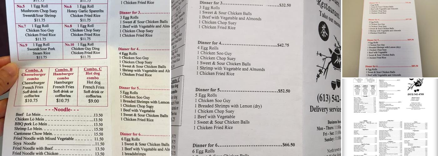 Wong's Garden Restaurant Menu