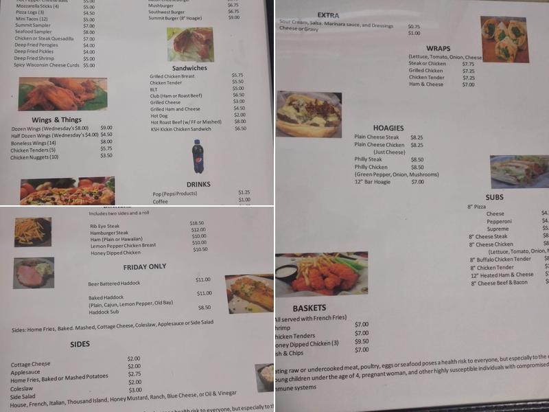 Keating Summit Hotel Menu