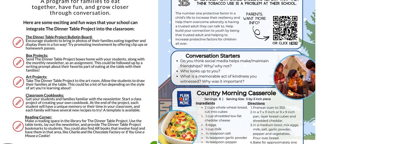 The Dinner Table Project Menu