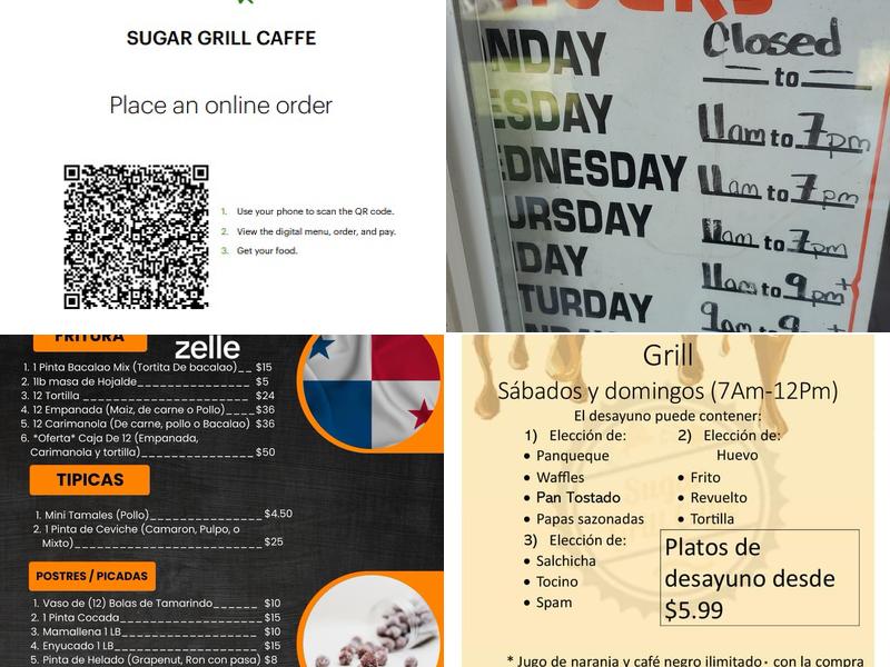 Sugar Grill Caffe Menu