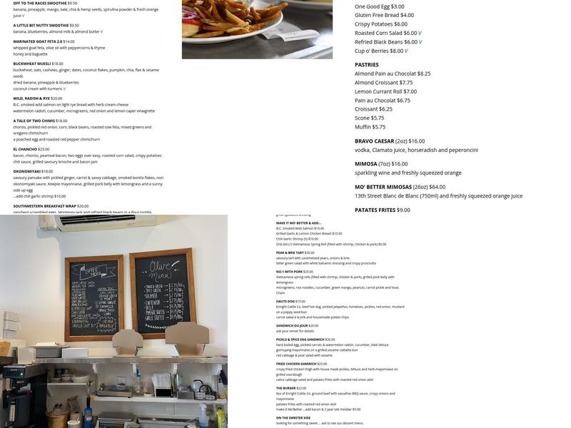 Pan Chancho Bakery & Café Menu