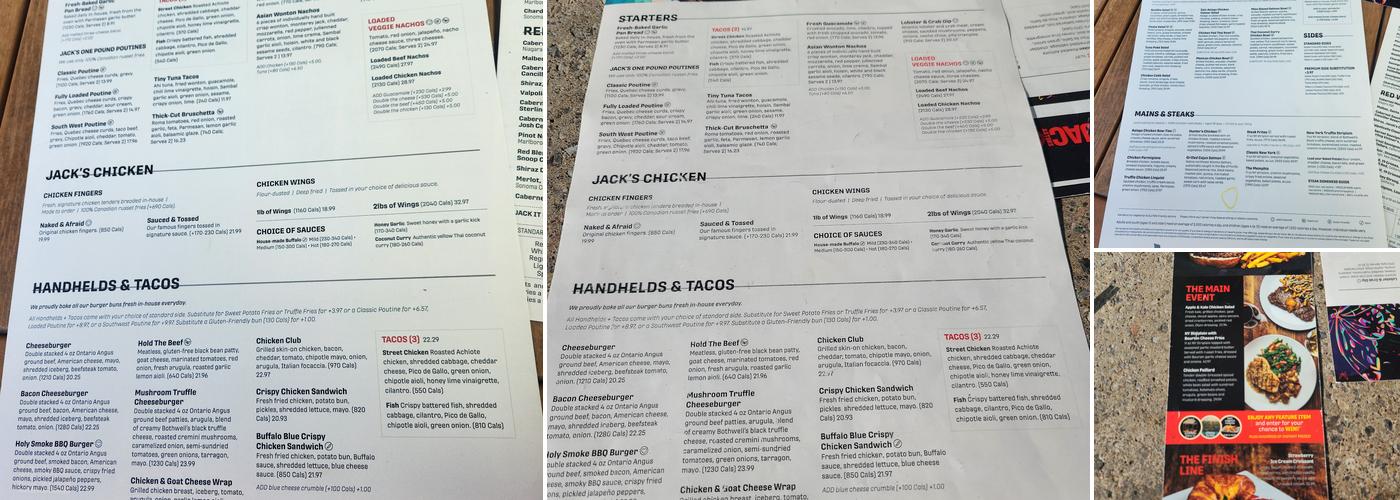 Jack's Kingston Menu