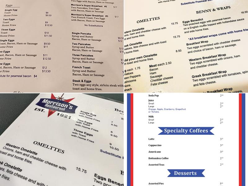 Morrison's Restaurant Menu