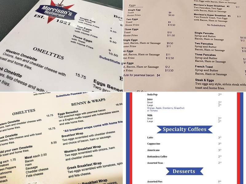 Morrison's Restaurant Menu