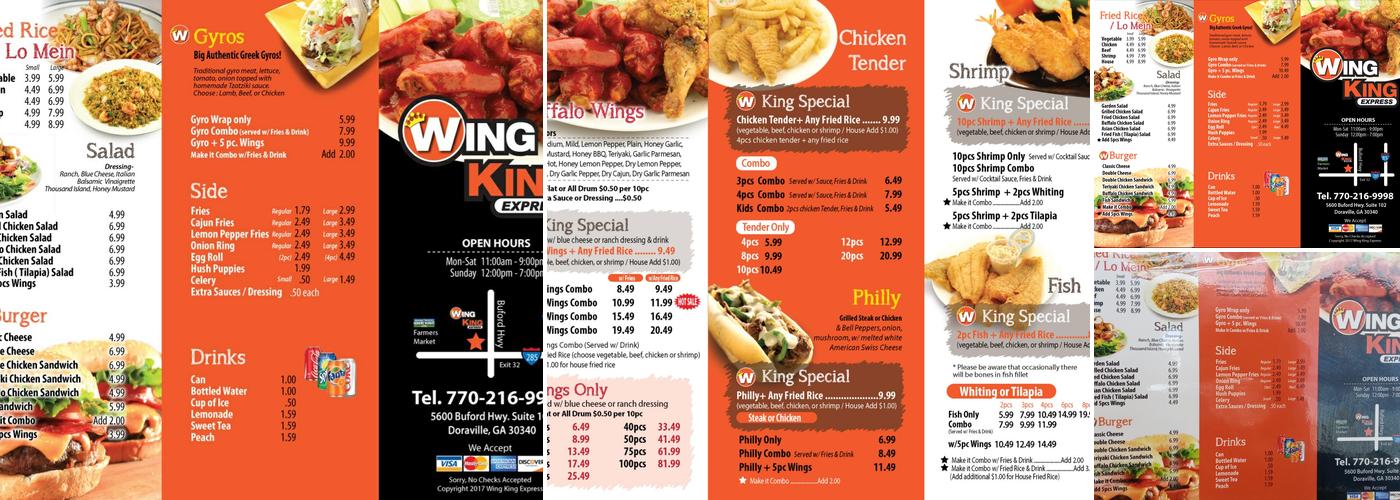 WingKing Express Menu