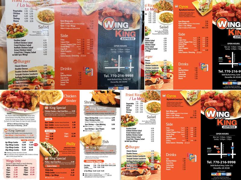 WingKing Express Menu