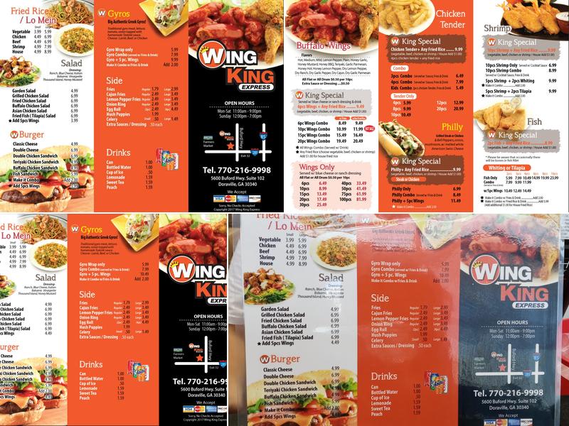 WingKing Express Menu