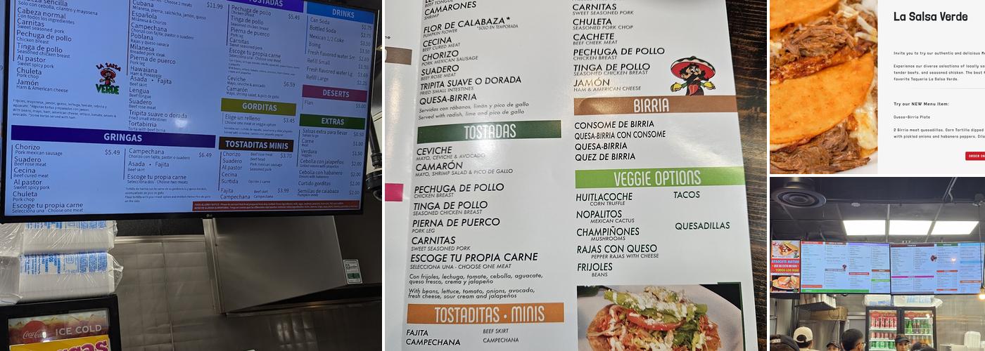 La Salsa Verde Taquería Menu