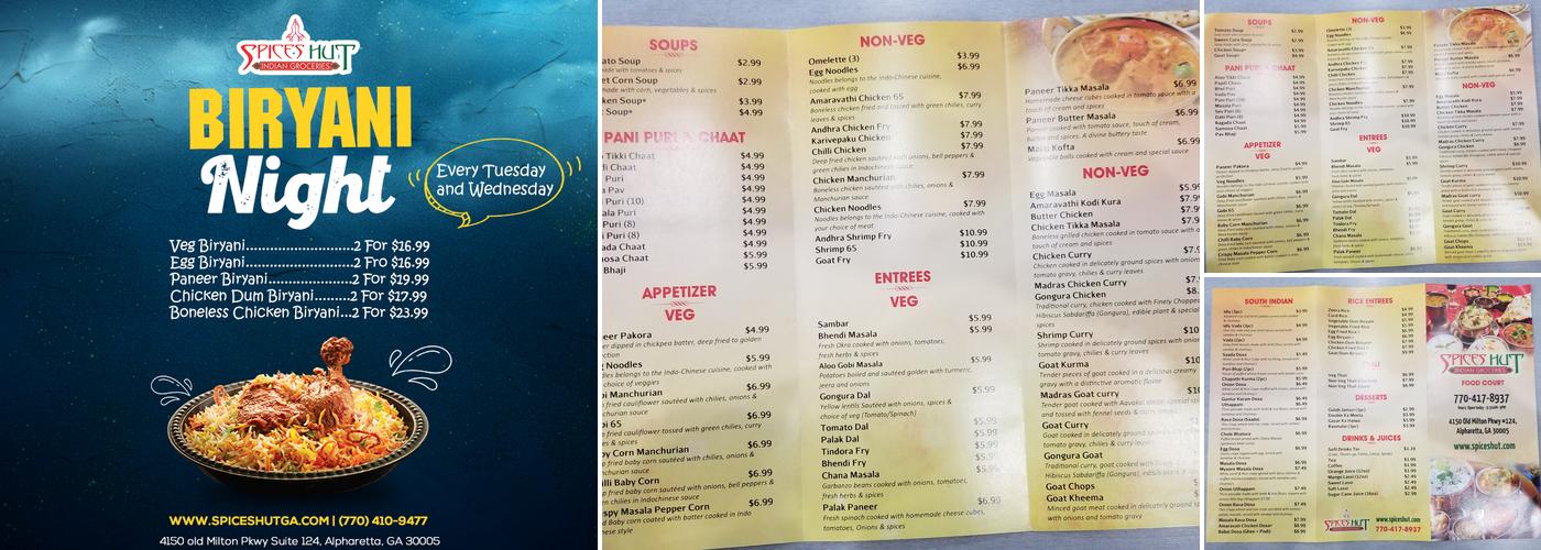 Spices Hut Food Court Menu