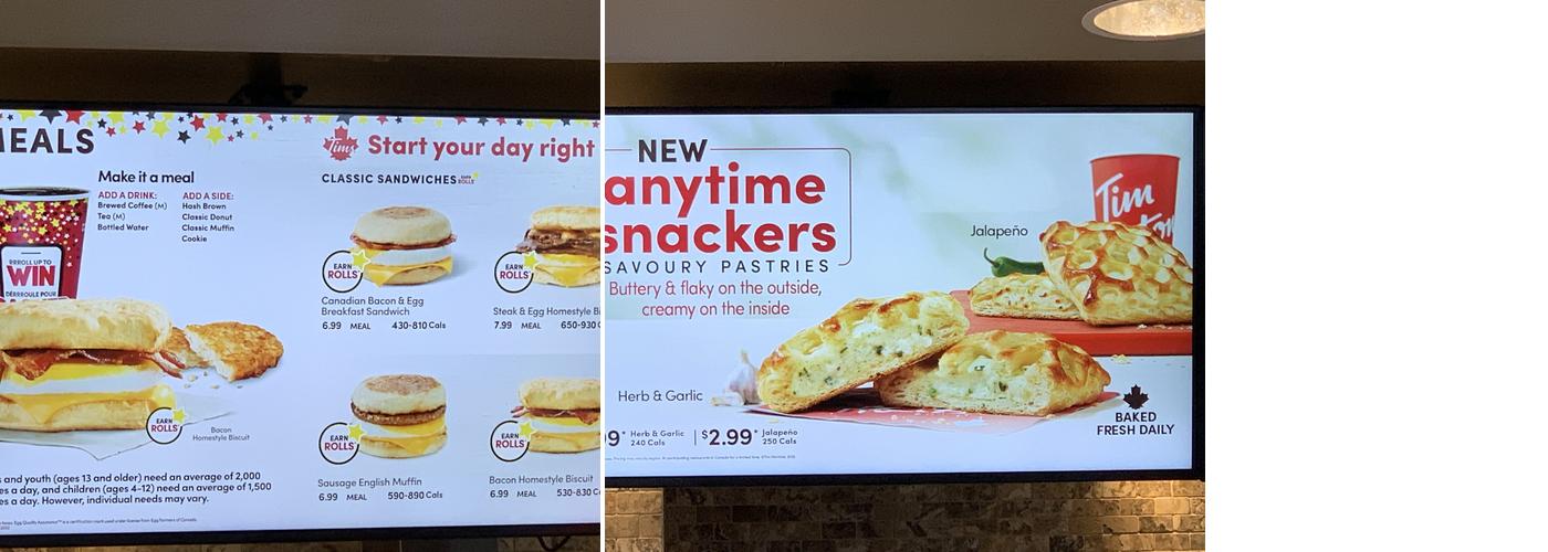 Tim Hortons Menu