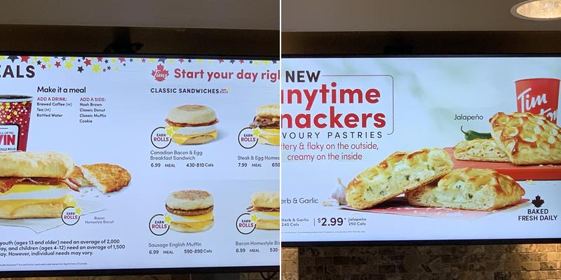 Tim Hortons Menu