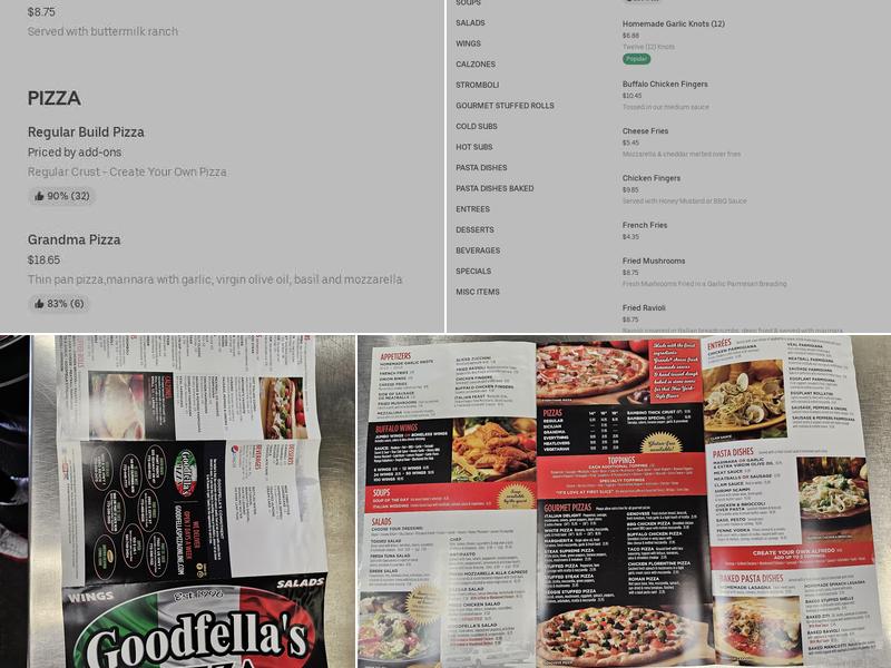 Goodfellas pizza Menu