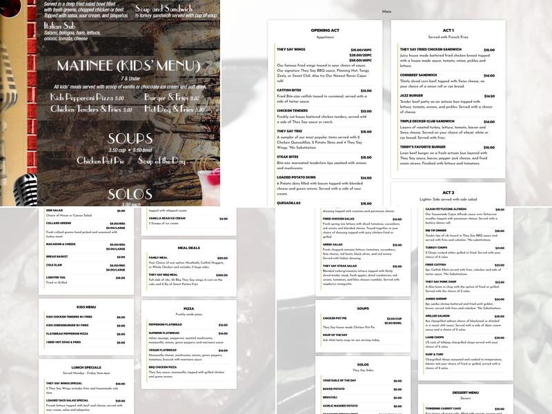 They Say Restaurant Menu