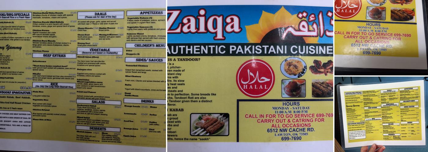 ZAIQA Restaraunt Menu