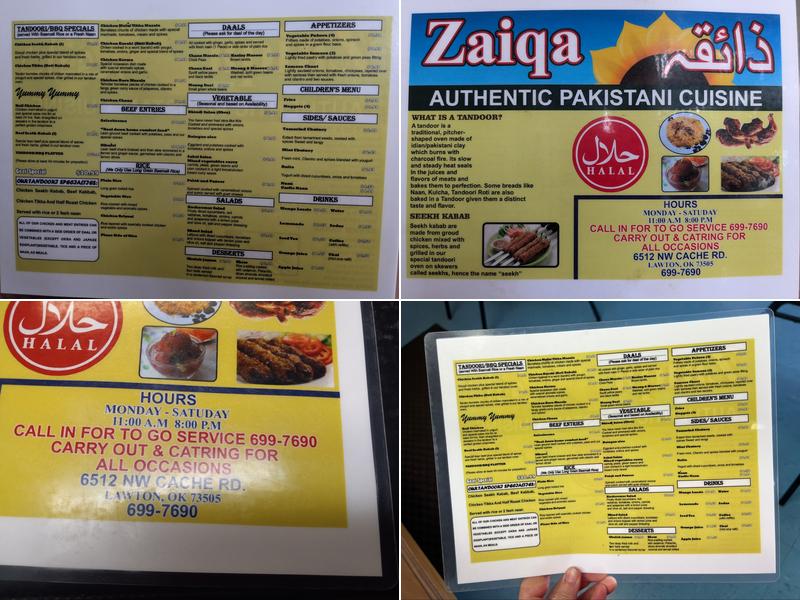 ZAIQA Restaraunt Menu