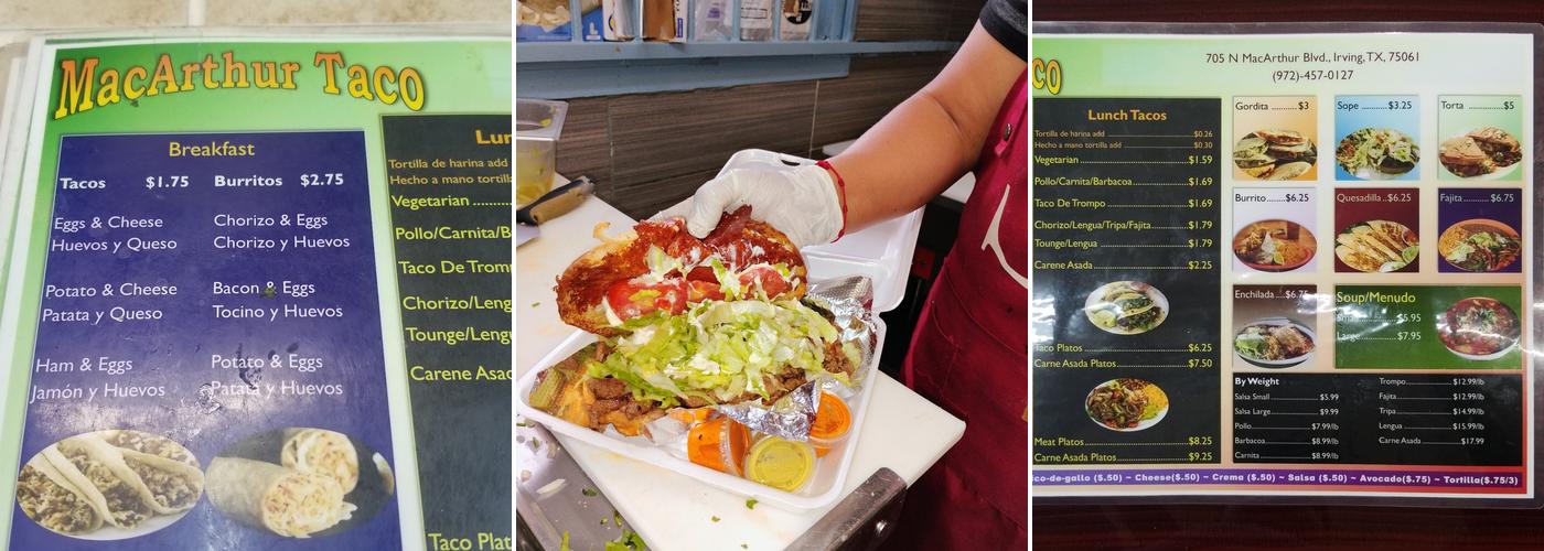 MacArthur Taco Menu