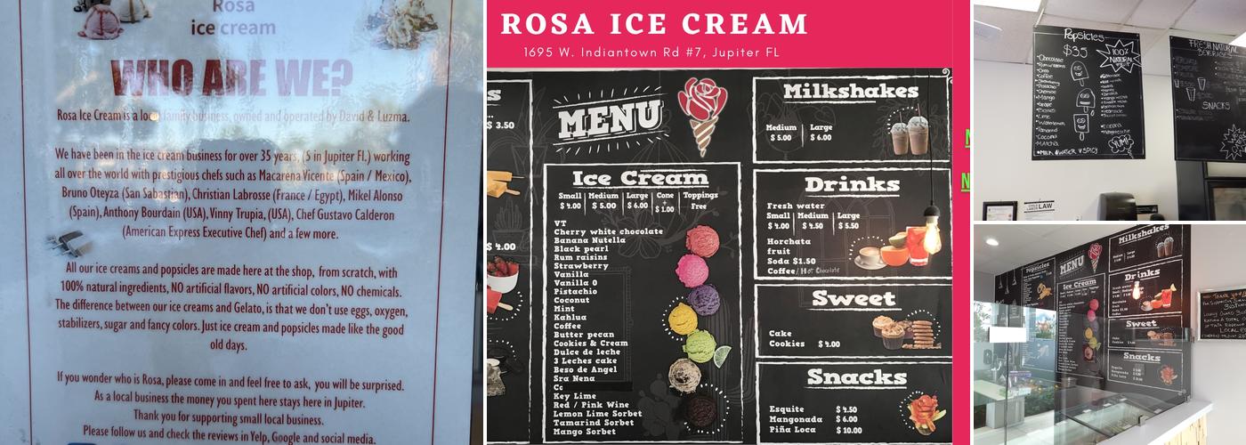 Rosa ice cream Menu