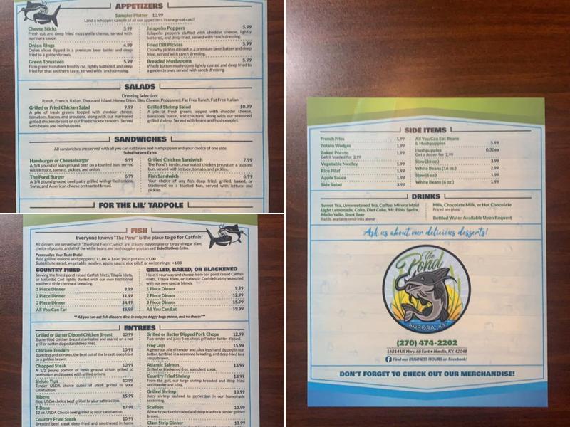 Willow Pond Aurora, Ky. Menu