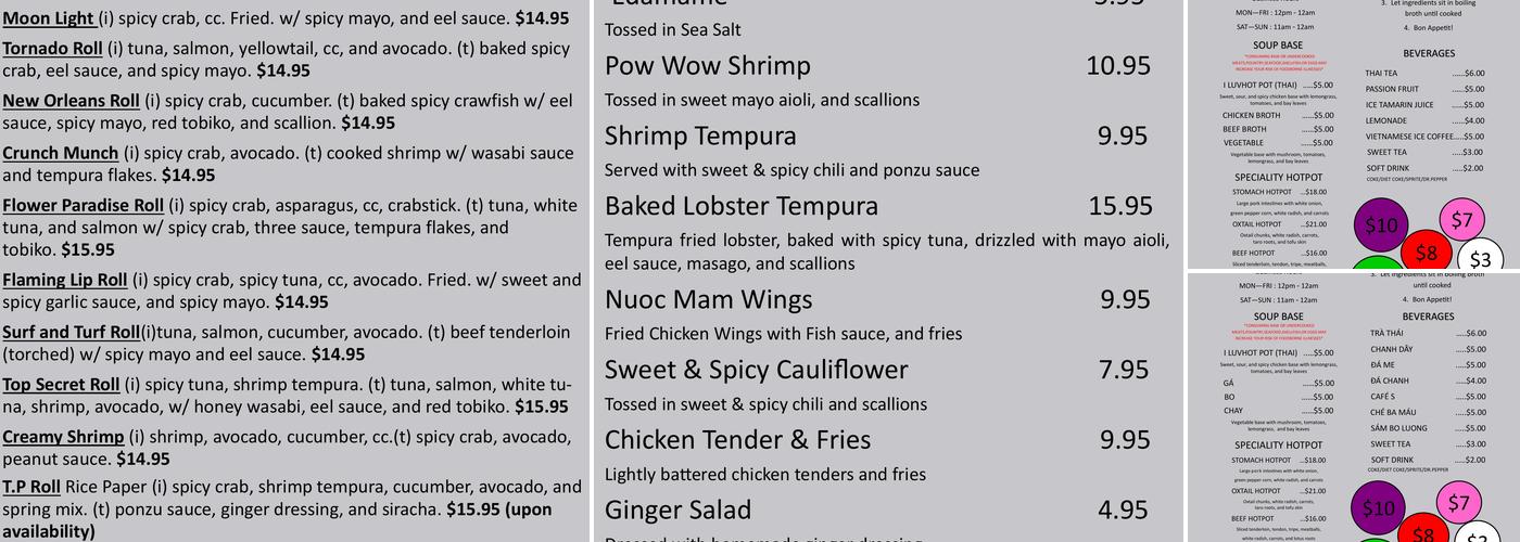 I Luv Hot Pot Menu