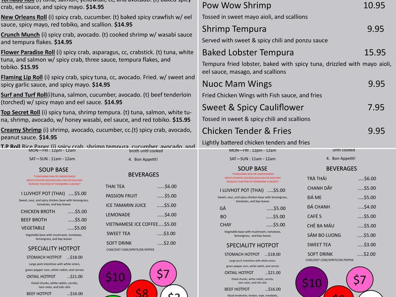 I Luv Hot Pot Menu