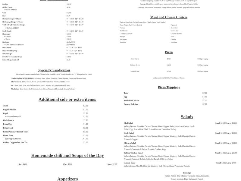 J&M Export Deli Menu