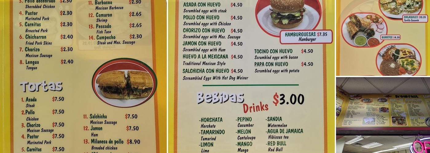 Taco Macho Menu