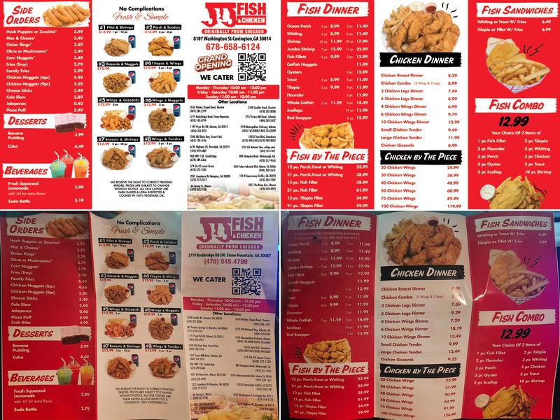 JJ’s Fish and Chicken Menu