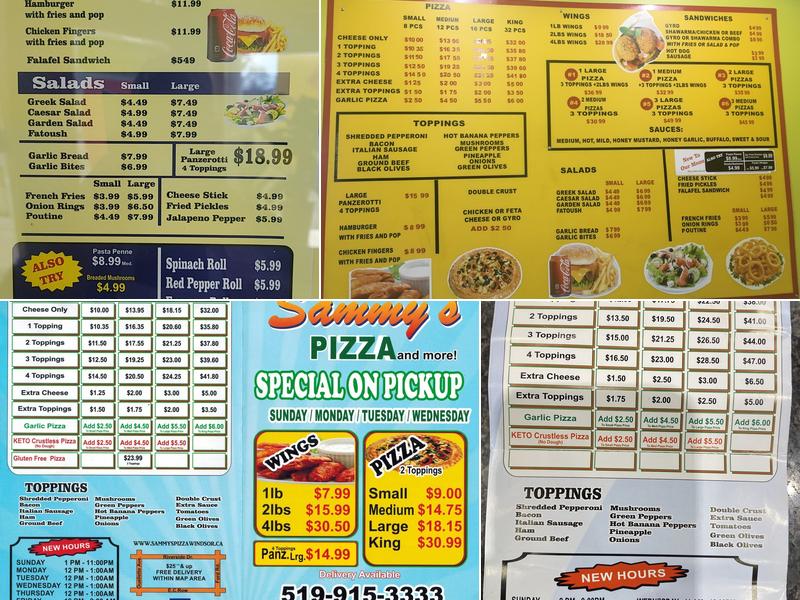 Sammy's Pizza Menu