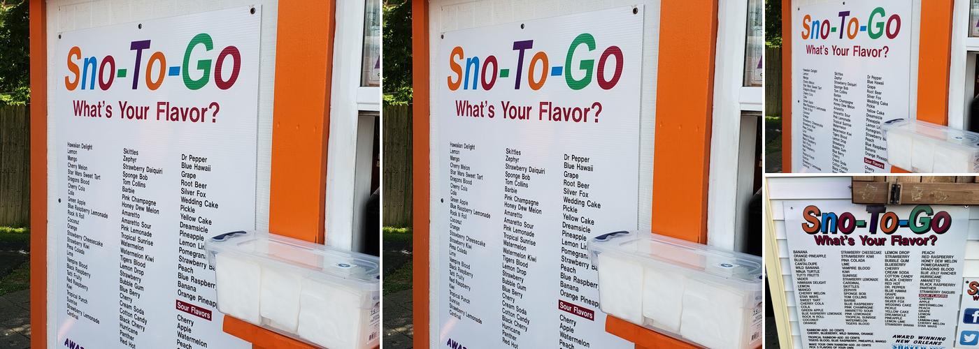 Sno-to-Go Menu