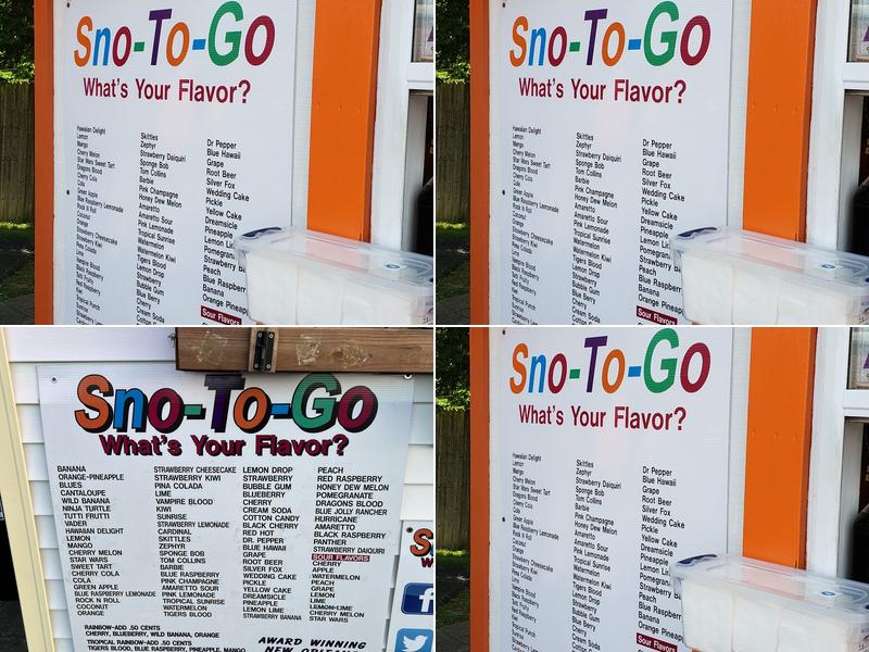 Sno-to-Go Menu