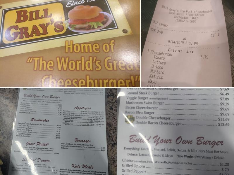Bill Gray's Port of Rochester Menu