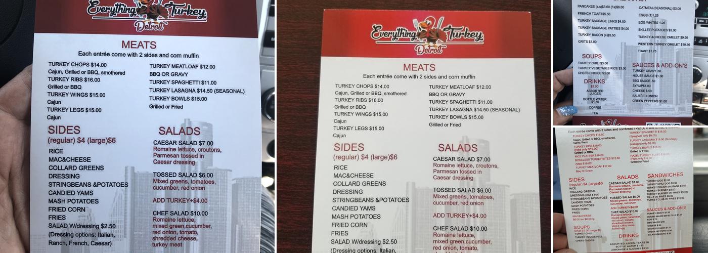 Everything Turkey Menu