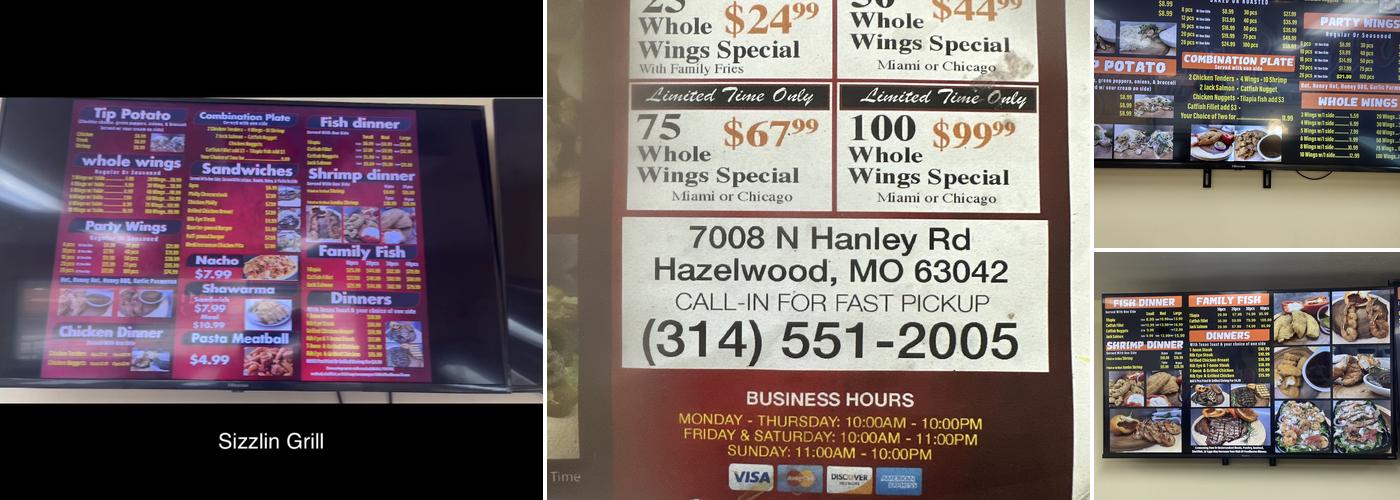 Sizzlin Grill Menu