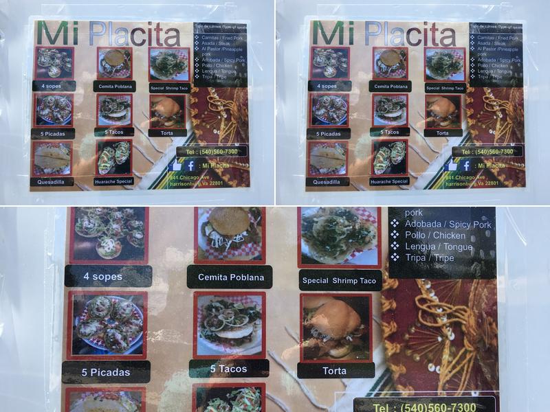 Mi Placita Menu