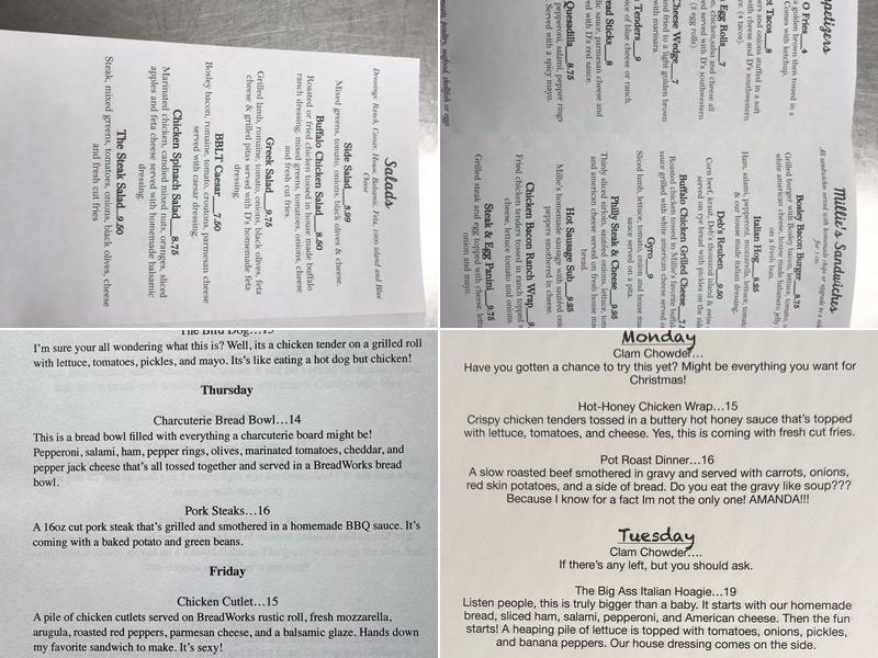 Millie’s Menu